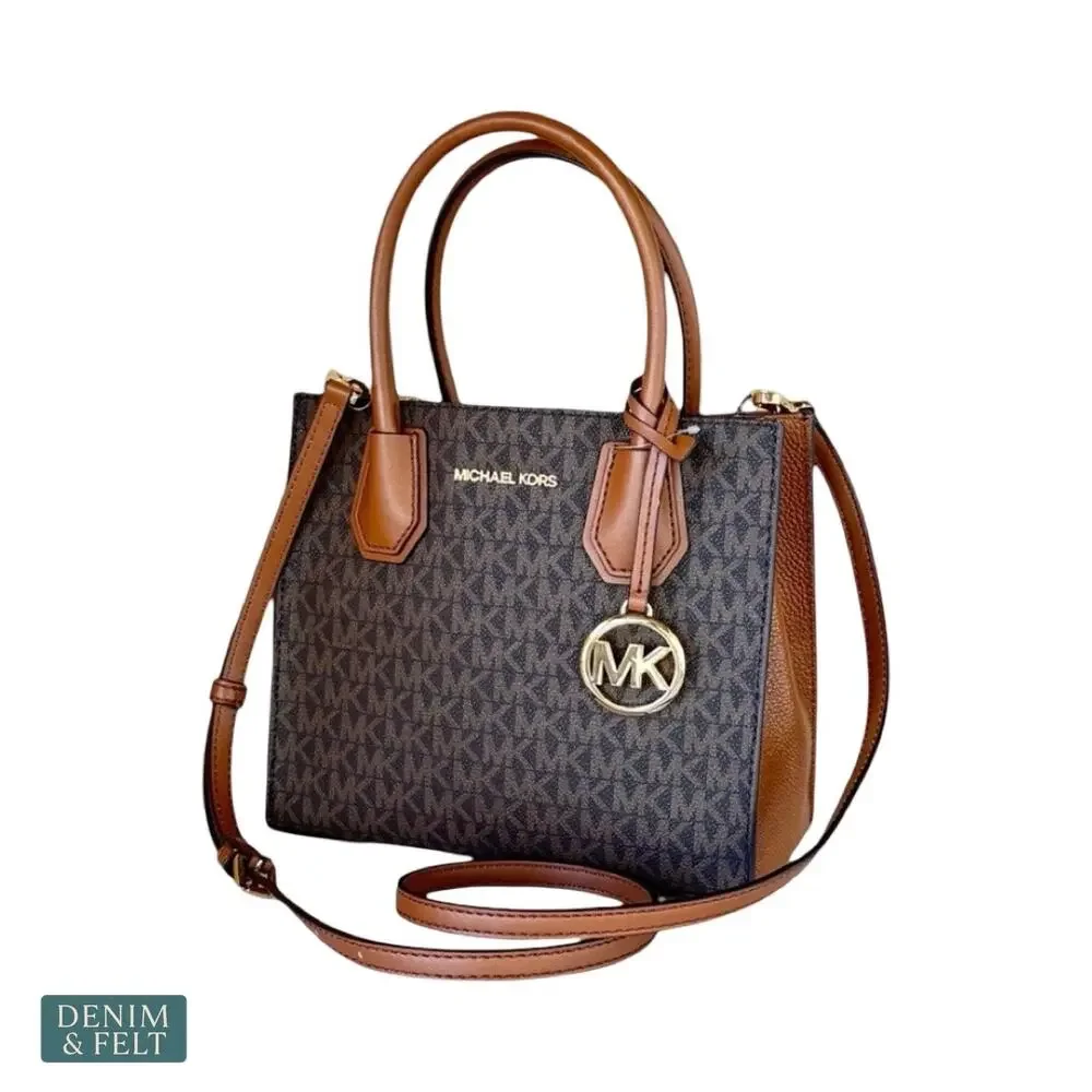 NEW Michael Kors Mercer Medium Logo Accordion Crossbody Brown MK Leather Bag - Picture 4 of 16
